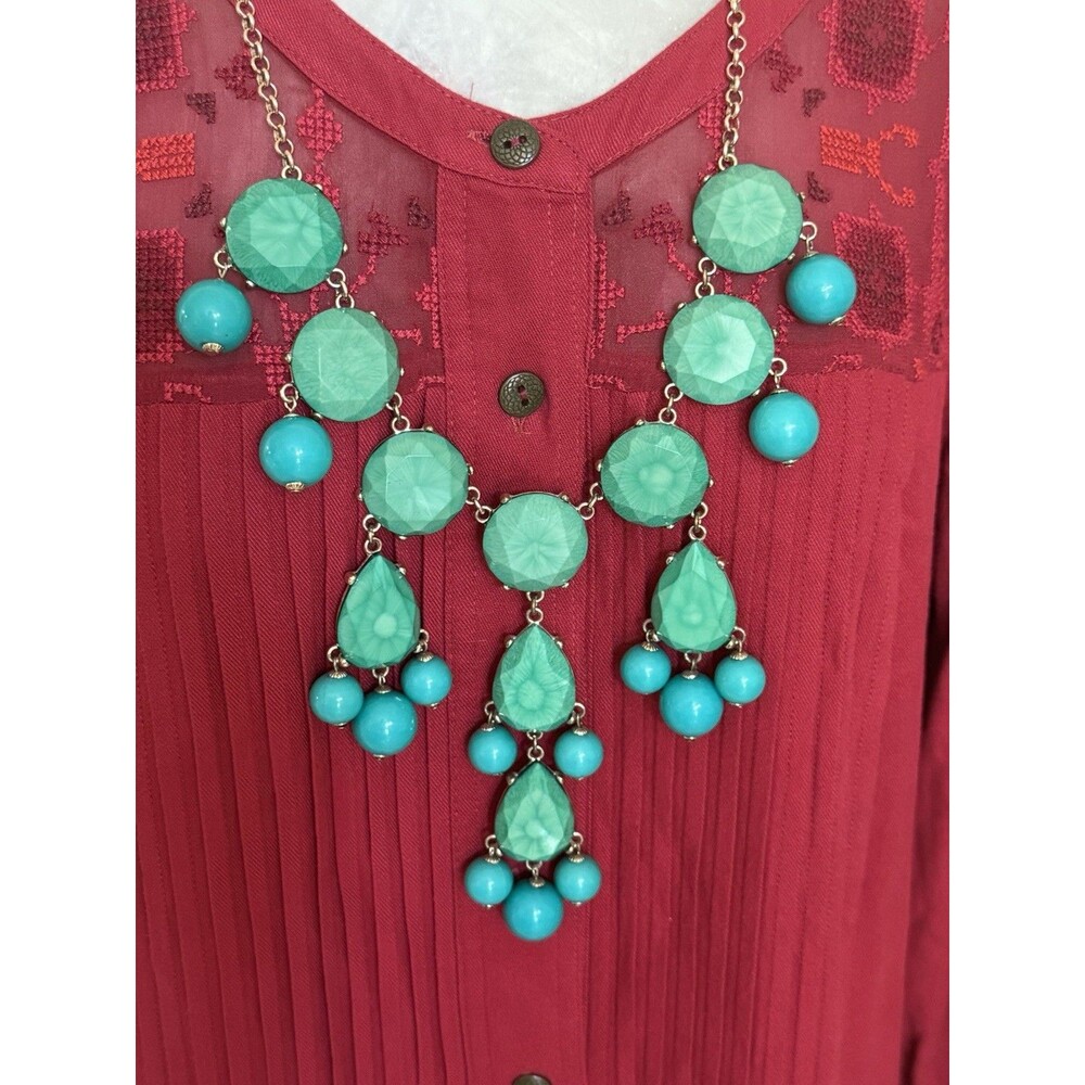 BaubleBar Big Green Chunky Runway Statement Necklace 28"